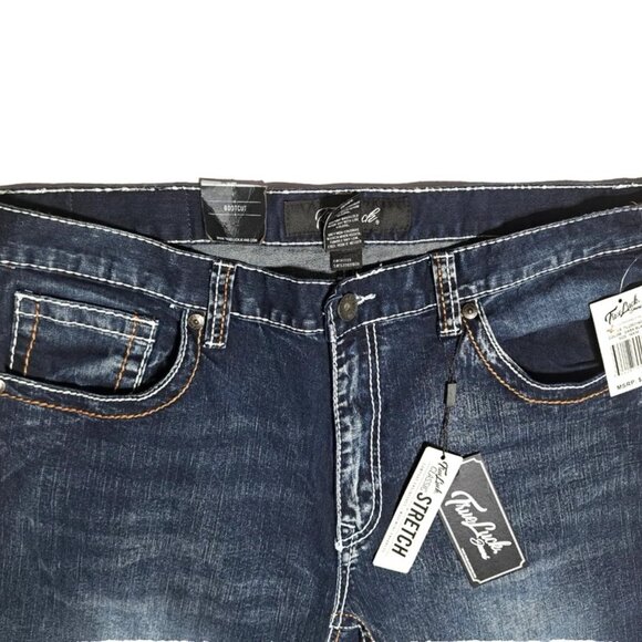 NEW True Luck Jeans Men's 36 X30 Bootcut Classic Stretch Thick Stitch Dark Blast - Picture 3 of 15